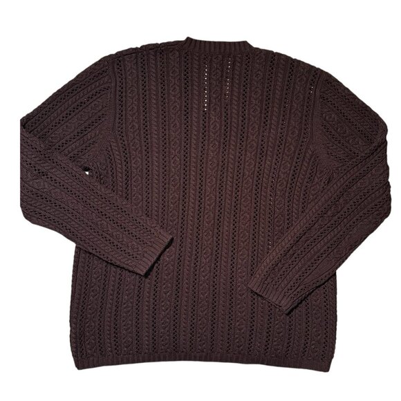 VTG Ralph Lauren Cable Knit V Neck Sweater Women’s XL Chocolate Brown 90s Y2K - Picture 2 of 7